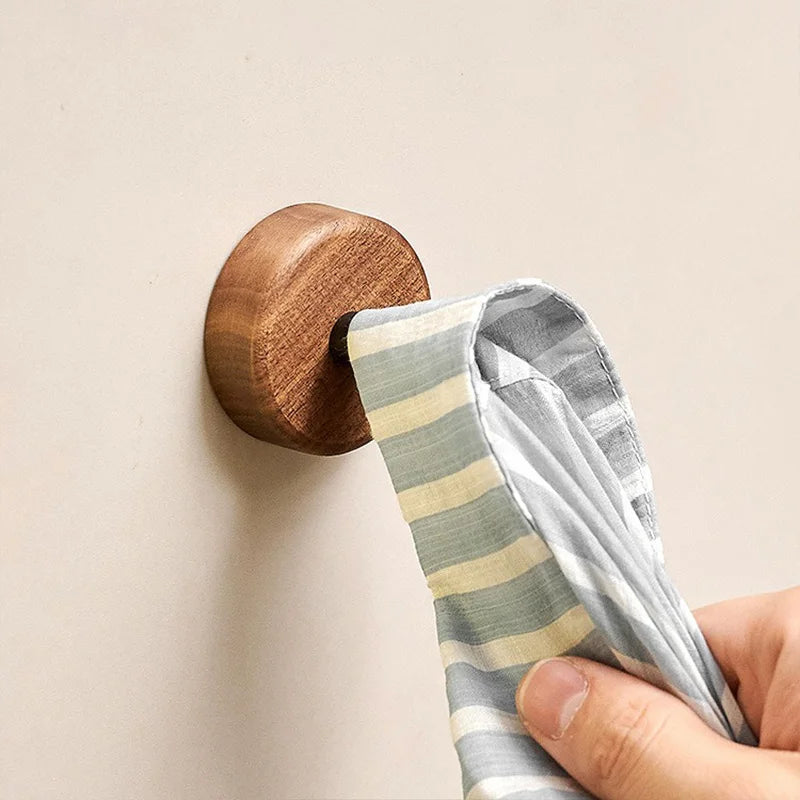 Natural Wood Clothes Hanger Wall Mounted Coat Hook Room Decorative Key Holder Hat Scarf Handbag Storage Hanger Bathroom Rack