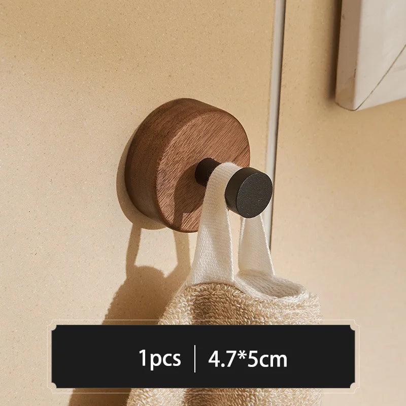 Natural Wood Clothes Hanger Wall Mounted Coat Hook Room Decorative Key Holder Hat Scarf Handbag Storage Hanger Bathroom Rack