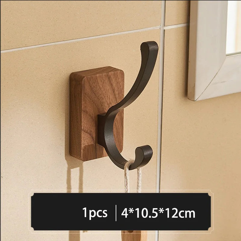 Natural Wood Clothes Hanger Wall Mounted Coat Hook Room Decorative Key Holder Hat Scarf Handbag Storage Hanger Bathroom Rack