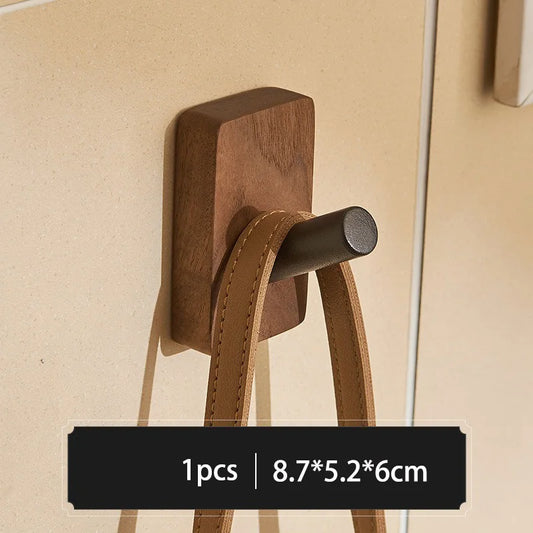 Natural Wood Clothes Hanger Wall Mounted Coat Hook Room Decorative Key Holder Hat Scarf Handbag Storage Hanger Bathroom Rack